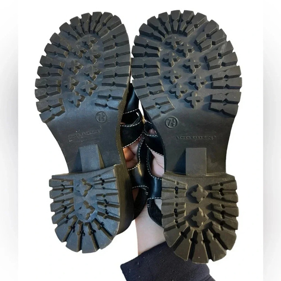 LOWER EAST SIDE Y2K BLACK CHUNKY LUG SANDALS - Picture 2 of 5